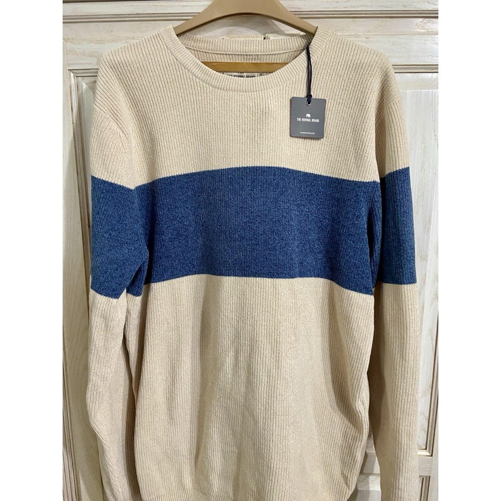 The Normal Brand Sweater Men's XL Chenille Colorblock Stripe Crewneck NWT